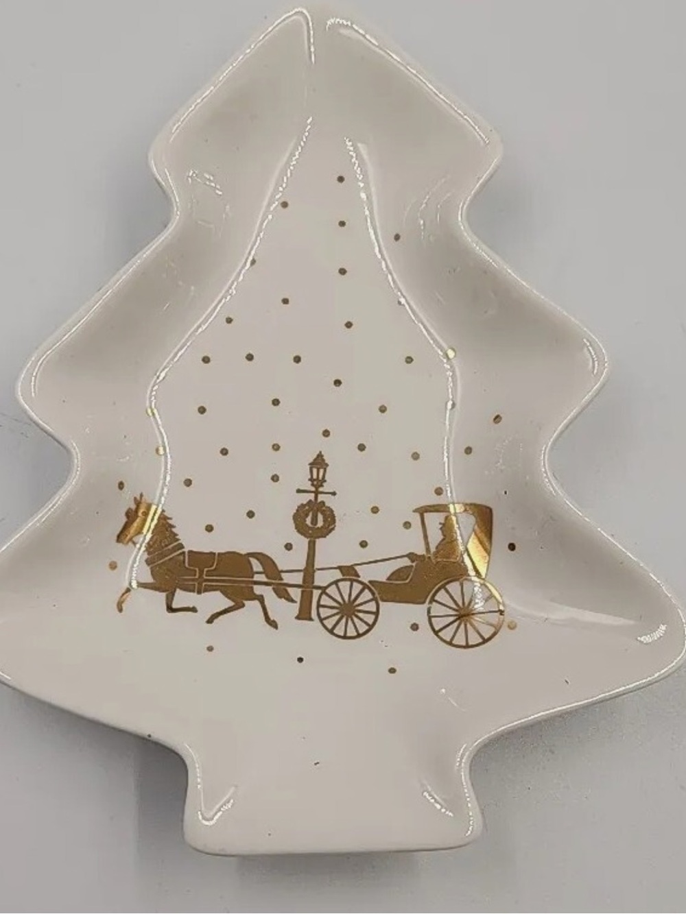 COACH & Horse Santa Cookie Plate or Candy Dish, Christmas